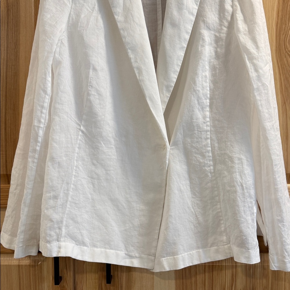 Theory White Ramie Neutral Minimalist Button Front Classy Blazer Size 6 - Picture 3 of 11